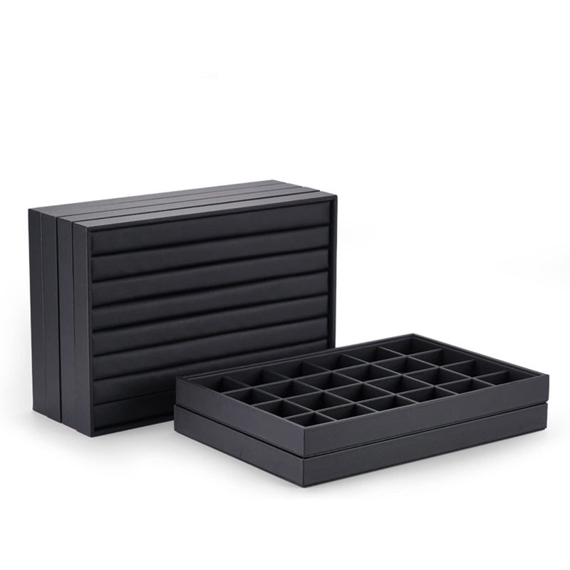 Oirlv Black Leather Jewelry Display Tray 12 Grid Jewelry Drawer Organizer Bracelet Bangle Organizer Independent Storage - Image 5